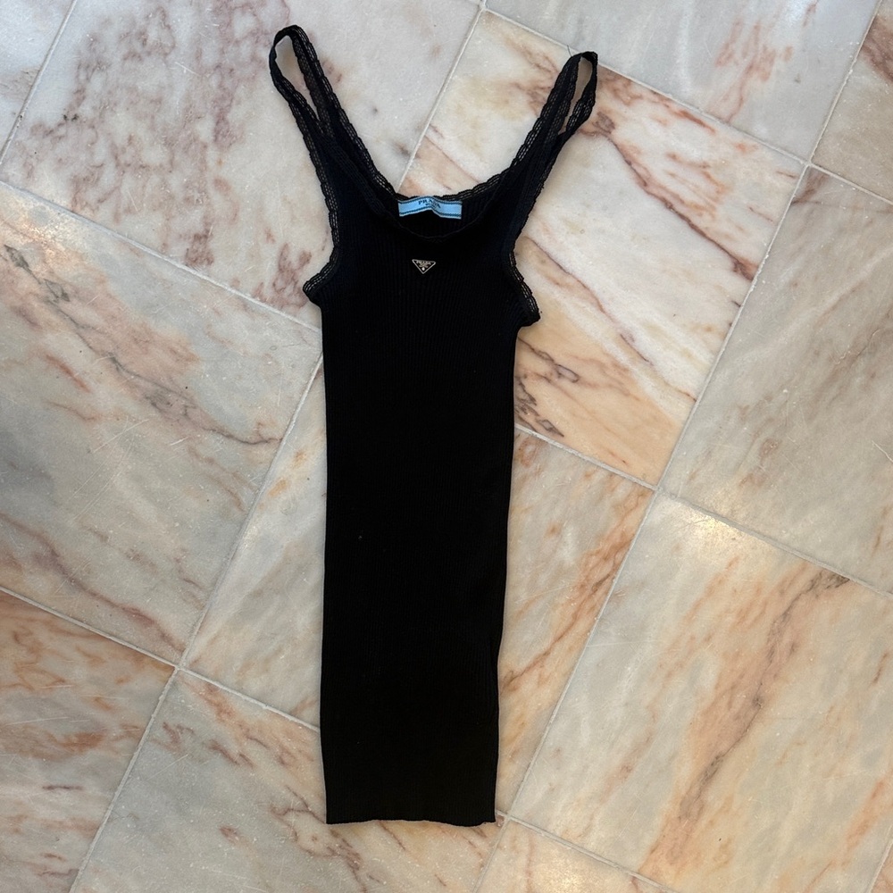 Prada Black Lace-Trimmed Top